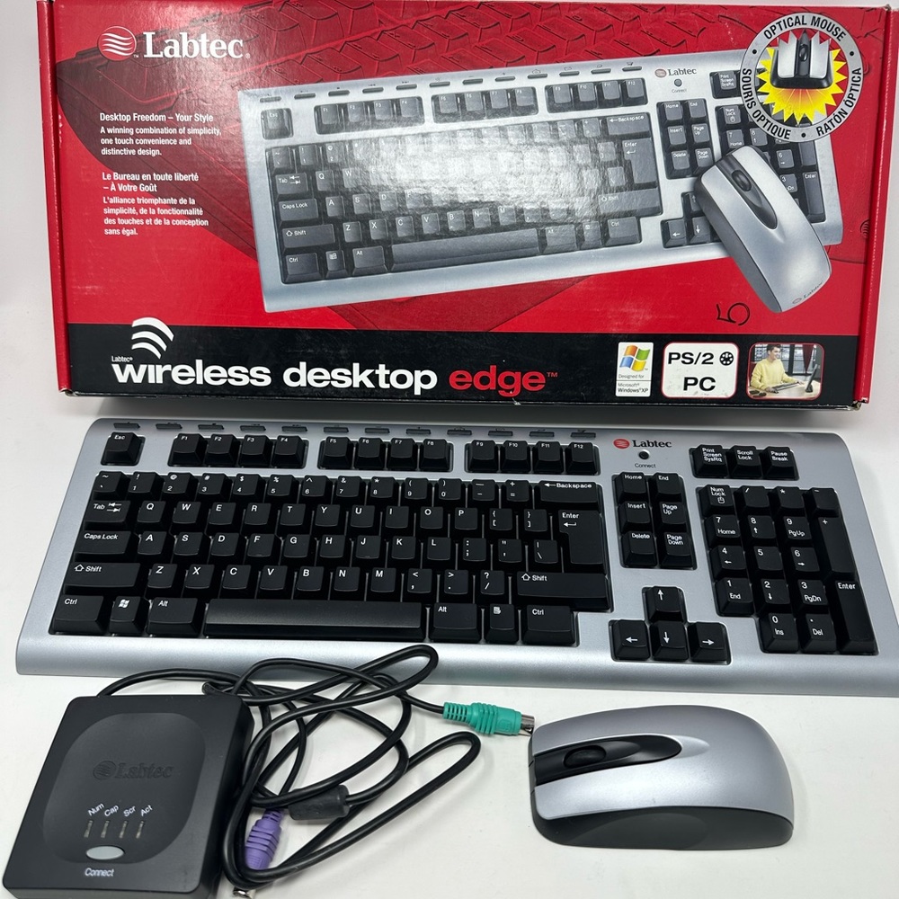 2004 Labtec XP Media Wireless Desktop Edge Keyboard Optical Mouse Kit